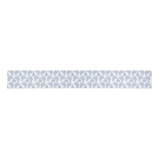  Indigo Blue Etnische Bloemen Grosgrain Ribbon Grosgrain Lint (Voorkant)