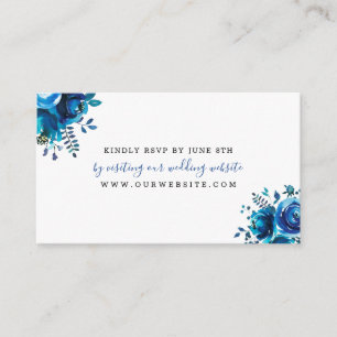 Indigo Blue Floral bruiloft RSVP online Informatiekaartje