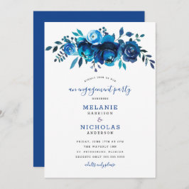 Indigo Blue Floral Drop verlovingsfeest Kaart