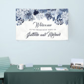Indigo Blue Floral Engagement Party Welkomstbanner Spandoek (Beurs)