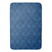 Indigo Blue Floral Faux Lace Pattern Badmat (Voorkant Verticaal)