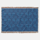 Indigo Blue Floral Faux Lace Pattern Deken (Voorkant)