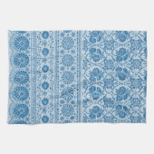 Indigo Blue Floral Faux Lace Pattern om aan te pas Theedoek (Horizontaal)