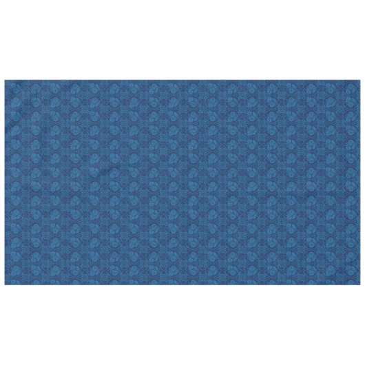 Indigo Blue Floral Faux Lace Pattern Tafelkleed (Voorkant (Horizontaal))