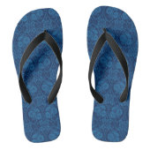 Indigo Blue Floral Faux Lace Pattern Teenslippers (Voetbed)