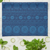 Indigo Blue Floral Faux Lace Pattern Theedoek (Gevouwen)