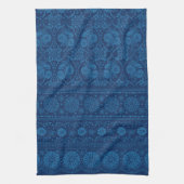 Indigo Blue Floral Faux Lace Pattern Theedoek (Verticaal)