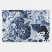 Indigo Blue  Floral Inpakpapier Vel (Voorkant)