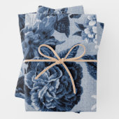 Indigo Blue  Floral Inpakpapier Vel (In situ)