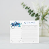 Indigo Blue Floral Mason Jar Pas getrouwd Recept K Aankondigingskaart (Staand voorkant)