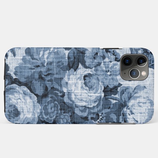 Indigo Blue  Floral Toile Case-Mate iPhone Case (Achterkant (horizontaal))