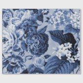 Indigo Blue  Floral Toile Decoupage Cadeaupapier (Vlak)