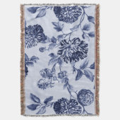 Indigo Blue  Floral Toile Deken (Voorkant Verticaal)