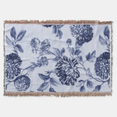 Indigo Blue  Floral Toile Deken (Voorkant)