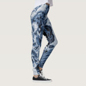 Indigo Blue  Floral Toile Fabric No.1 Leggings (Rechts)
