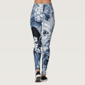 Indigo Blue  Floral Toile Fabric No.1 Leggings (Achterkant)
