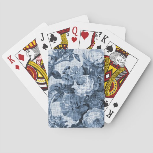 Indigo Blue  Floral Toile Fabric No.4 Pokerkaarten (Achterkant)