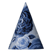 Indigo Blue  Floral Toile No.1 Feesthoedjes (Voorkant)