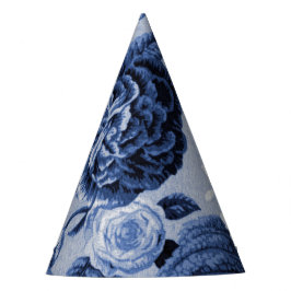 Indigo Blue Floral Toile No.1 Feesthoedjes