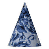 Indigo Blue  Floral Toile No.1 Feesthoedjes (Links)