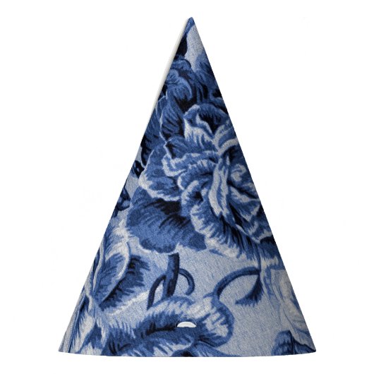 Indigo Blue  Floral Toile No.1 Feesthoedjes (Links)