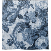 Indigo Blue Floral Toile No.2 Douchegordijn (Voorkant)