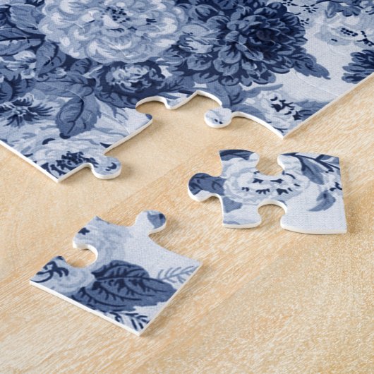 Indigo Blue Floral Toile No.3 Legpuzzel (Zijkant)