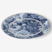 Indigo Blue Floral Toile No.3 Papieren Bordje (Gekanteld)