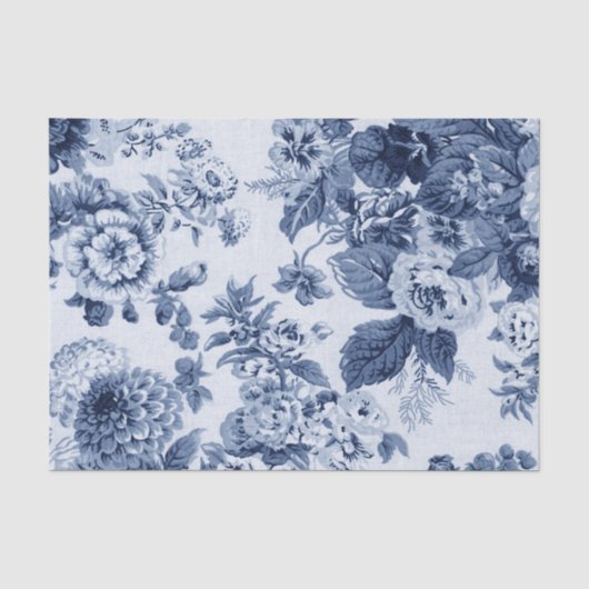 Indigo Blue  Floral Toile No.3B Tissuepapier (Voorkant)