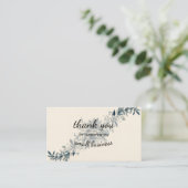 Indigo blue floral vintage bedankt visitekaartje (Staand voorkant)