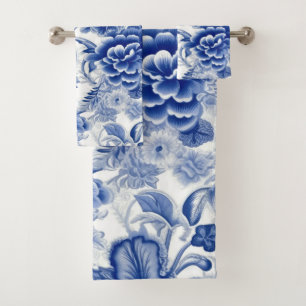 Indigo Blue Flowers Bad Handdoek