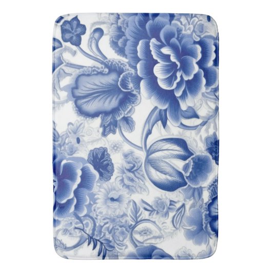 Indigo Blue Flowers Badmat (Voorkant Verticaal)