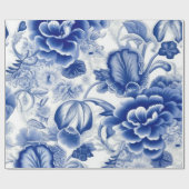 Indigo Blue Flowers Cadeaupapier (Vlak)