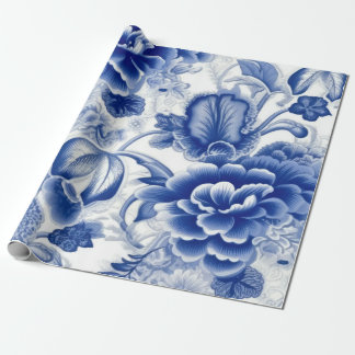 Indigo Blue Flowers Cadeaupapier