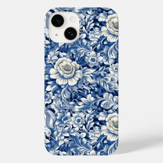 Indigo Blue Flowers Case-Mate iPhone Case (Achterkant)