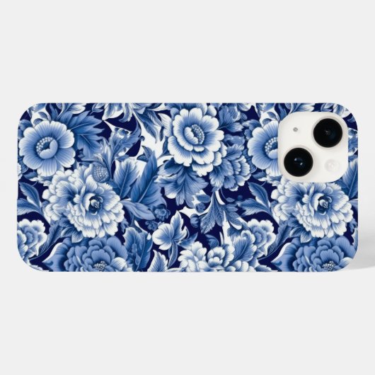Indigo Blue Flowers Case-Mate iPhone Case (Achterkant (horizontaal))