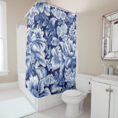 Indigo Blue Flowers Douchegordijn (In situ)