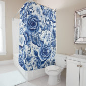Indigo Blue Flowers Douchegordijn (In situ)