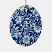 Indigo Blue Flowers Keramisch Ornament (Rechts)