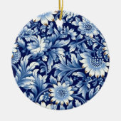 Indigo Blue Flowers Keramisch Ornament (Voorkant)