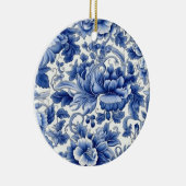 Indigo Blue Flowers Keramisch Ornament (Rechts)