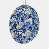 Indigo Blue Flowers Keramisch Ornament (Rechts)
