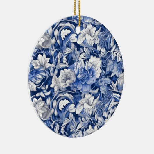 Indigo Blue Flowers Keramisch Ornament (Rechts)