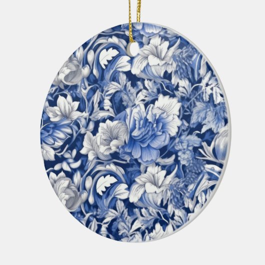 Indigo Blue Flowers Keramisch Ornament (Links)