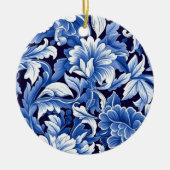 Indigo Blue Flowers Keramisch Ornament (Voorkant)