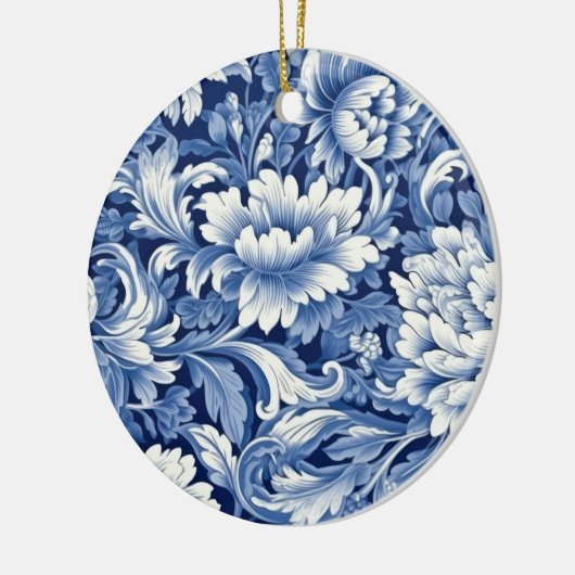 Indigo Blue Flowers Keramisch Ornament (Links)