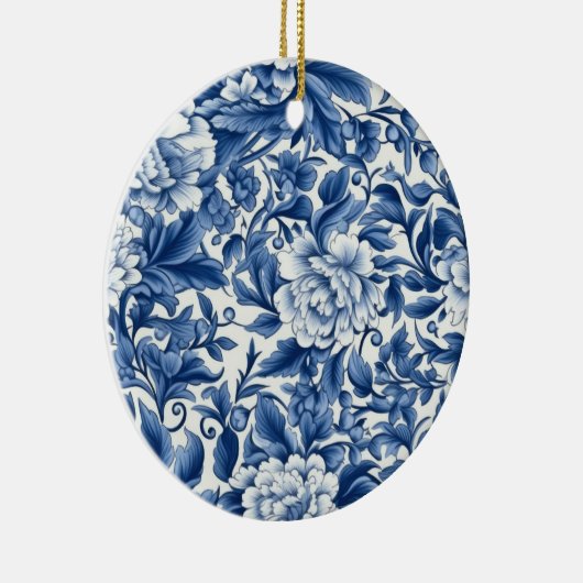 Indigo Blue Flowers Keramisch Ornament (Rechts)