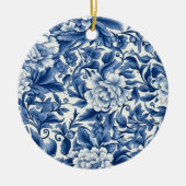 Indigo Blue Flowers Keramisch Ornament (Voorkant)