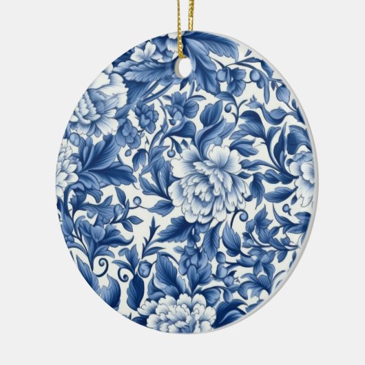 Indigo Blue Flowers Keramisch Ornament (Links)