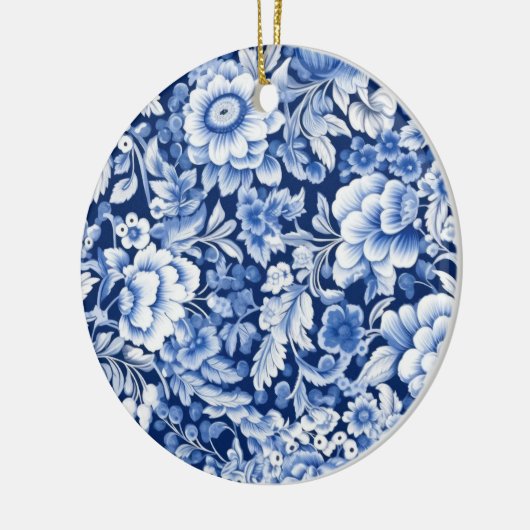 Indigo Blue Flowers Keramisch Ornament (Links)
